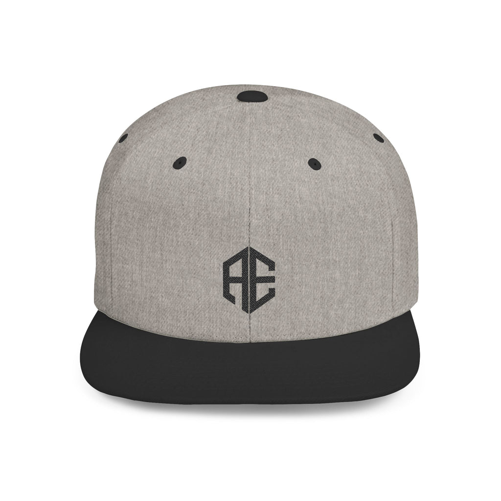 Heather Grey Flat Bill Snapback Hat with Minimal Monogram Logo
