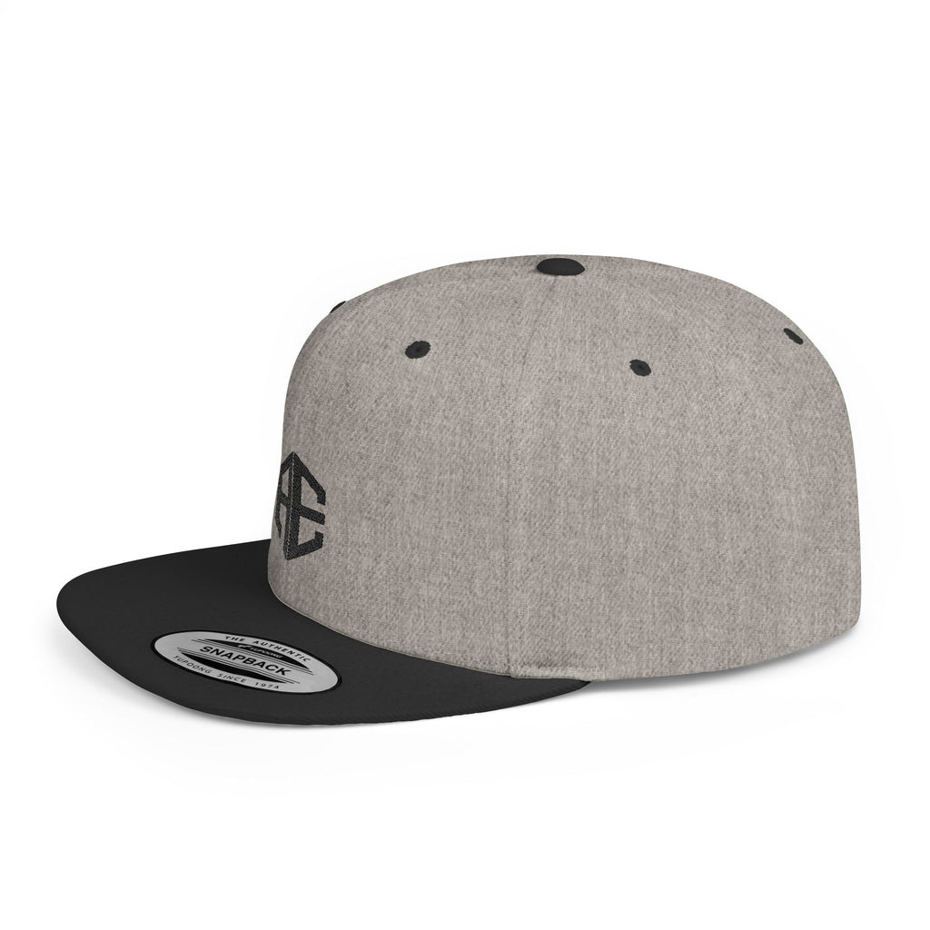 Heather Grey Flat Bill Snapback Hat with Minimal Monogram Logo