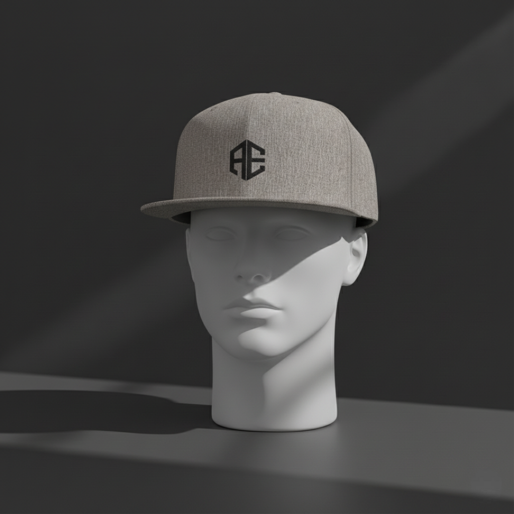 Flat Bill Snapback Hat — Minimal Monogram Logo Cap