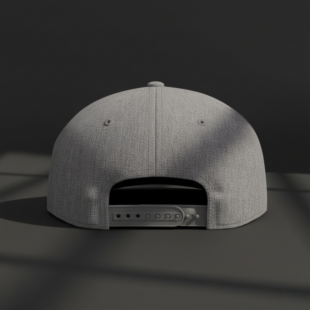 Flat Bill Snapback Hat with Minimal Monogram — Gray Streetwear Cap
