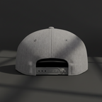 Flat Bill Snapback Hat with Minimal Monogram — Gray Streetwear Cap