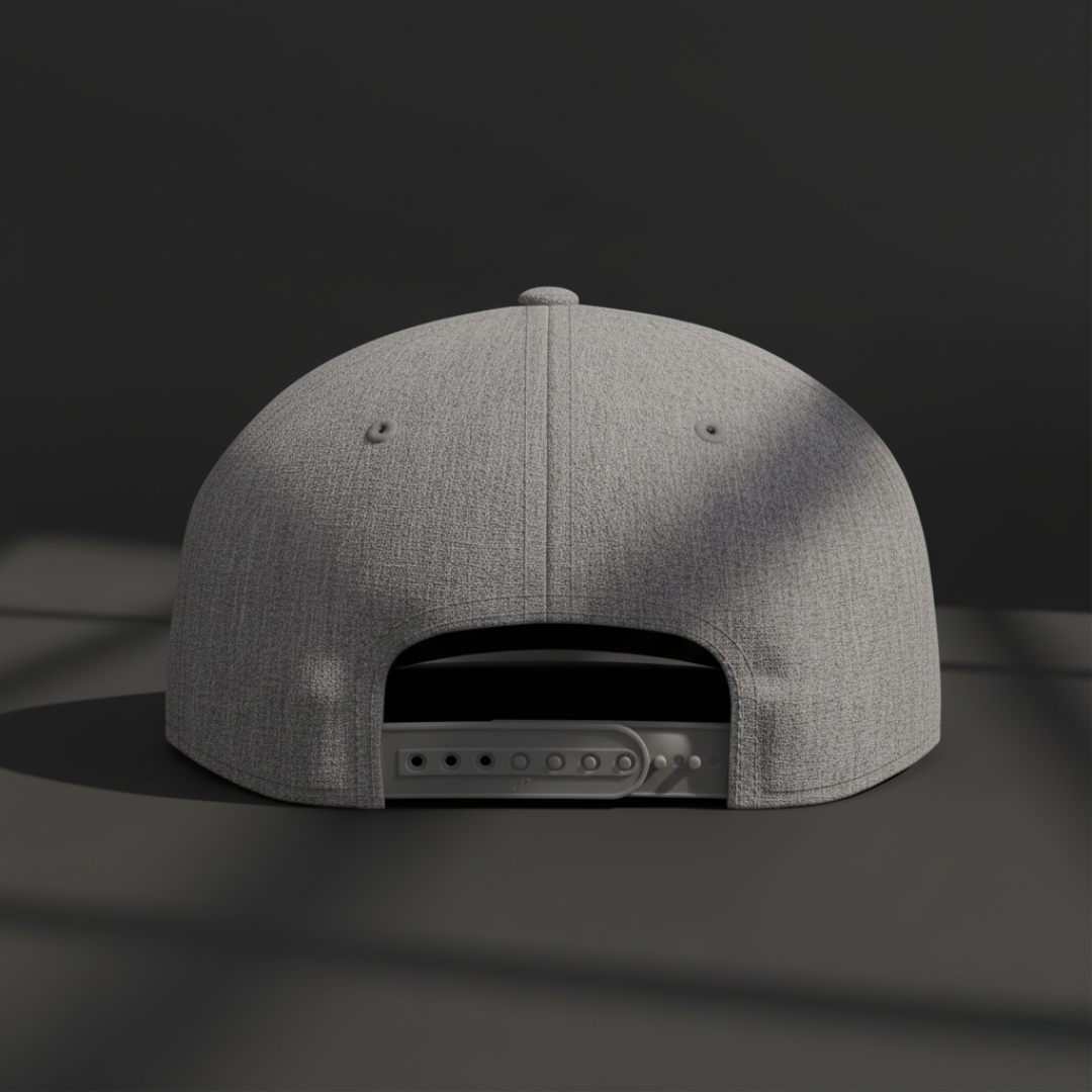 Flat Bill Snapback Hat with Minimal Monogram — Gray Streetwear Cap