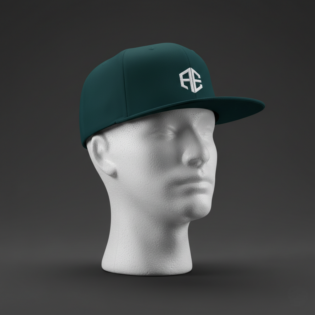 Flat Bill Snapback Hat with AE Monogram — Structured Streetwear Cap