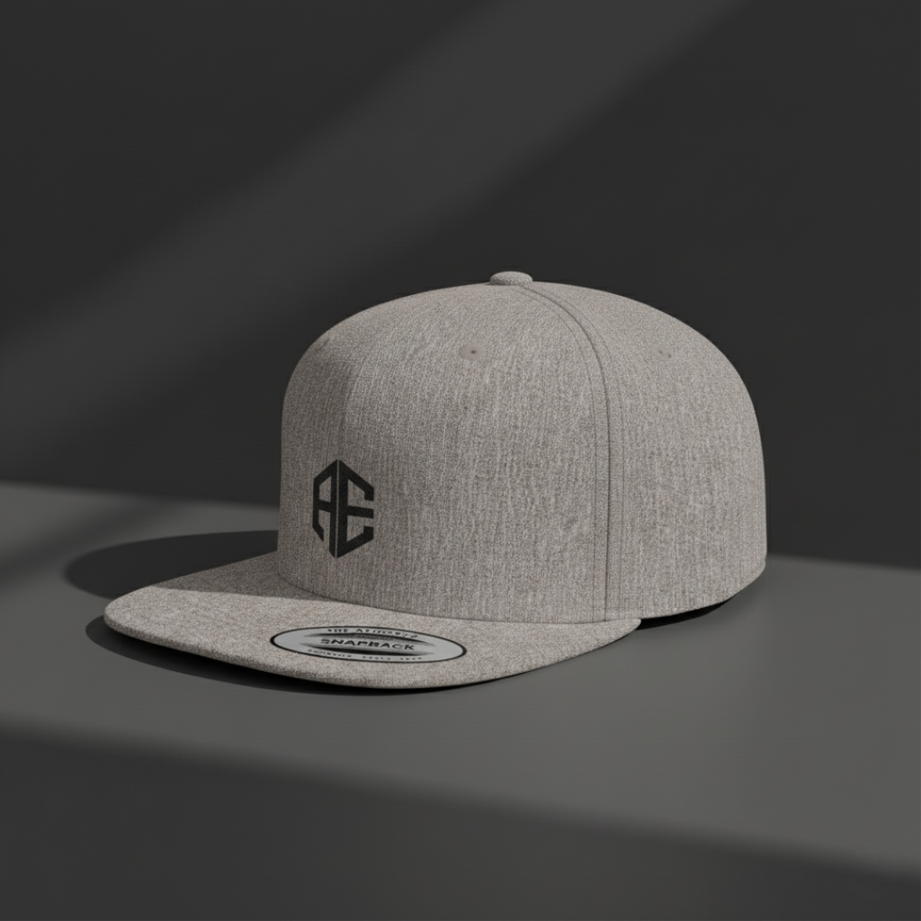 Flat Bill Snapback Hat — Minimal Monogram Logo Cap