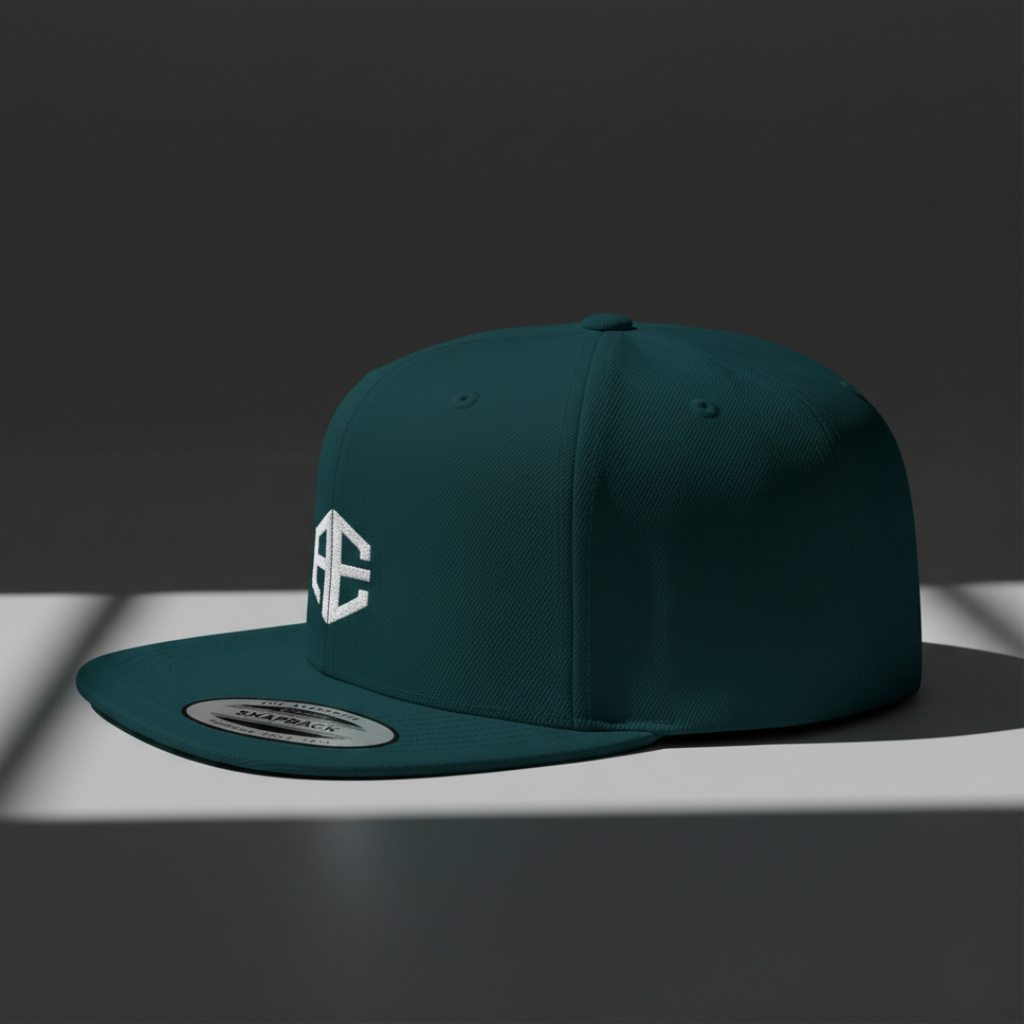 Flat Bill Snapback Hat with AE Monogram — Structured Streetwear Cap
