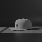 Flat Bill Snapback Hat with Minimal Monogram — Gray Streetwear Cap