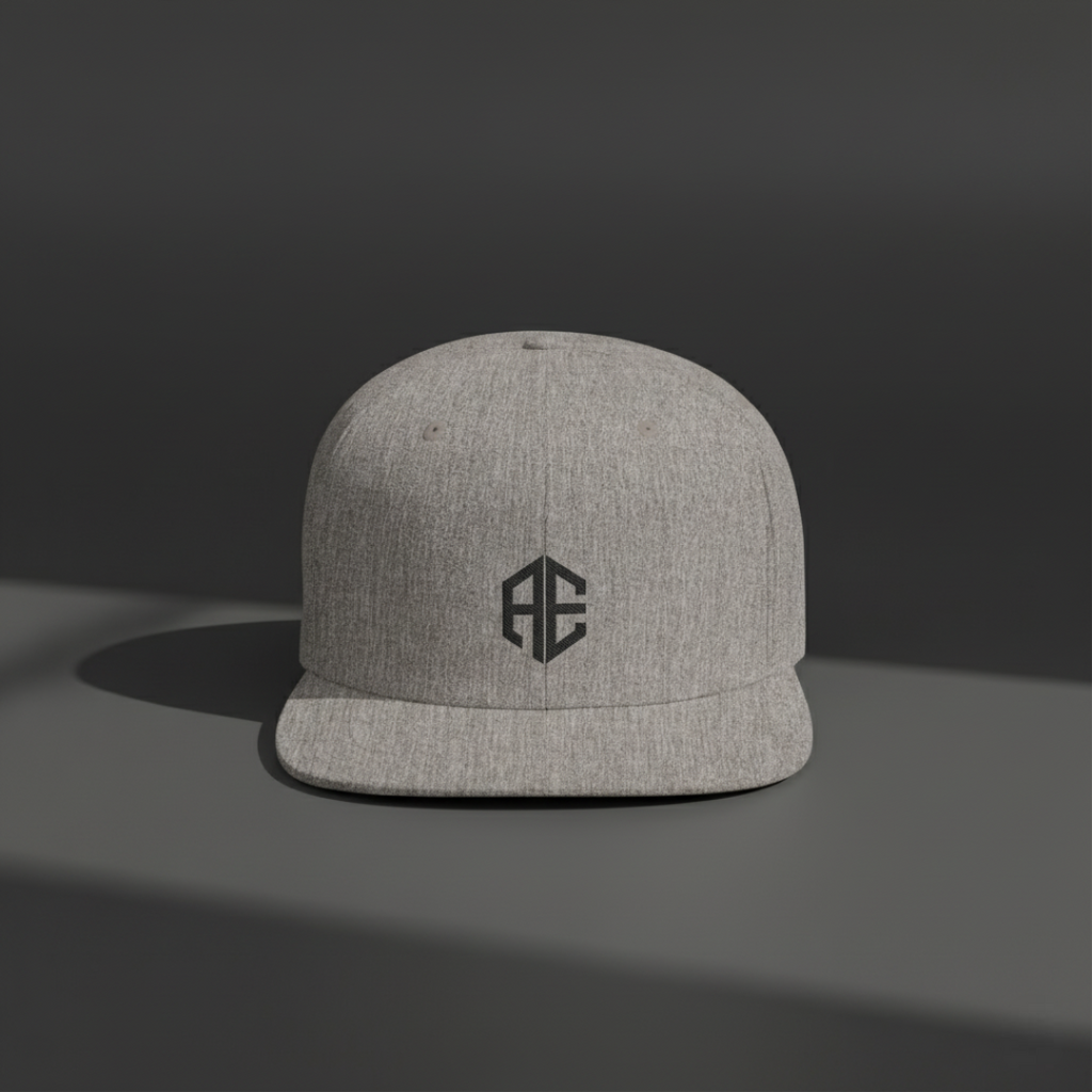 Flat Bill Snapback Hat — Minimal Monogram Logo Cap
