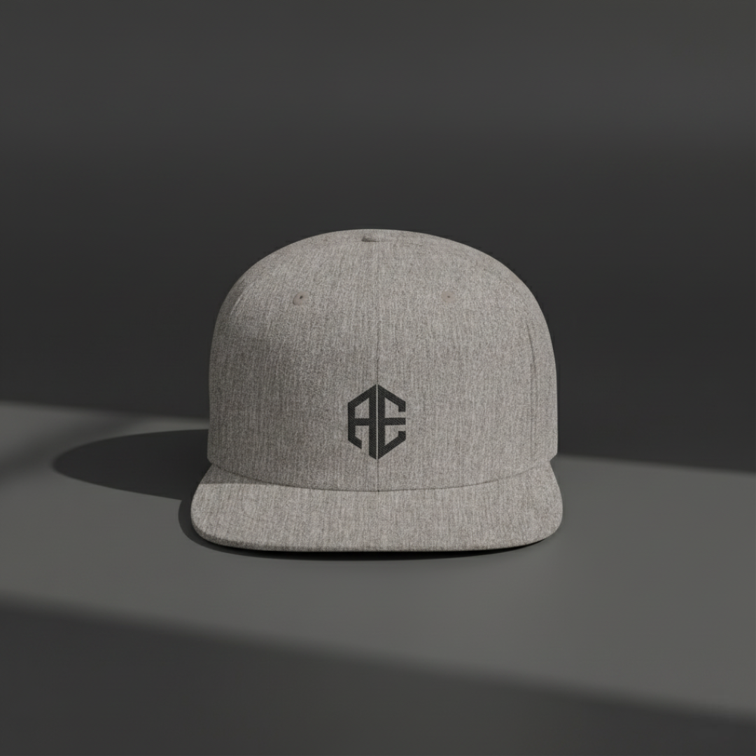Flat Bill Snapback Hat — Minimal Monogram Logo Cap